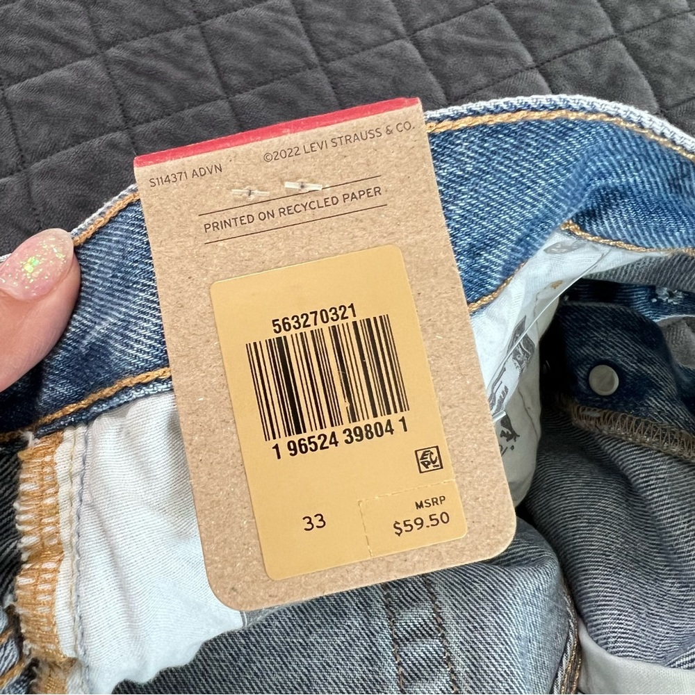 Levi's Distressed Light Blue Denim Jean Shorts - Picture 9 of 11